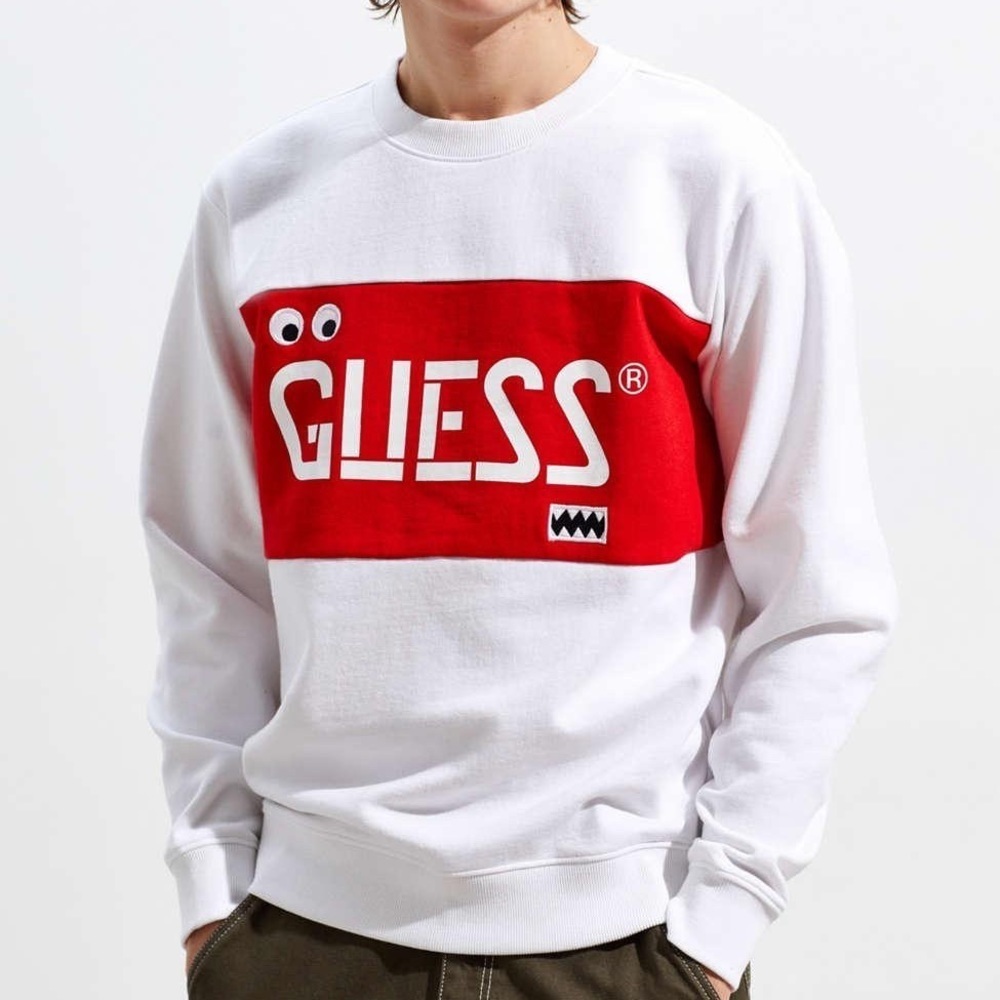 New GUESS J Balvin X Men's Stencil Blocked Logo Sweatshirt SZ M